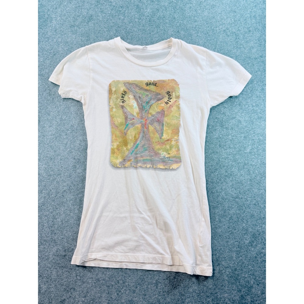 Alternative Apparel Ye Designs Girls Gone Godly Graphic T-Shirt White Small
